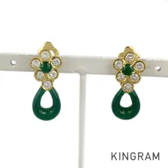 ヴァンクリーフ＆アーペル Van Cleef & Arpels ヴィンテージ K18YG グリーンカルセドニー ダイヤモンド イヤリング ssi【中古】のサムネイル