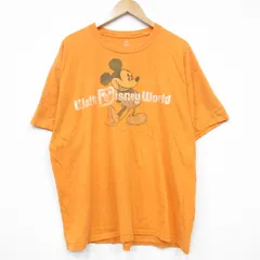 XL/古着 ヘインズ 半袖 Tシャツ メンズ ディズニー ミッキー 大きいサイズ コットン クルーネック オレンジ 25jul31 中古