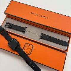 HERMES Apple Watch Series9 45mm ブラック レザーベルト