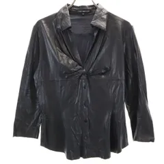 FOXEY NEW YORK フォクシーニューヨーク 長袖 フェイクレザー シャツ 40 ブラック プルオーバー レディース 古着のサムネイル