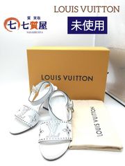 【新品同様・未使用】LOUIS VUITTON ルイヴィトン ホライゾンライン サンダル Vibram(ヴィブラム)ソール ホワイト×ゴールド金具 アンクルストラップ