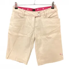 ★特価★【美品】プーマ ハーフパンツ ベージュ×ピンク 織生地地模様 レディース M ゴルフウェア PUMA