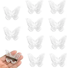 【在庫処分】LOYELEY レースヘアクリップ蝶 髪飾り（10個セット） 可愛い ヘアアクセサリー レース 刺繍 リボン クリップ 花 前髪クリップ パーティー 発表会 蝶 髪留め 誕生日 結婚式 レディース