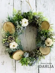 アーティフィシャルフラワー 造花 ミニ クリスマスリース   ナチュラル リース ハンドメイド