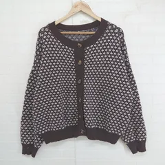 ◇ classicalelf クラシカルエルフ 総柄 ニット 長袖 カーディガン サイズM～L ブラウン系 マルチ レディース E  【1304100015933】