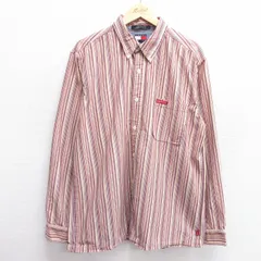 XL/古着 トミーヒルフィガー トミージーンズ 長袖 ブランド シャツ メンズ 90s ワンポイントロゴ コットン ボタンダウン ベージュ他 カーキ