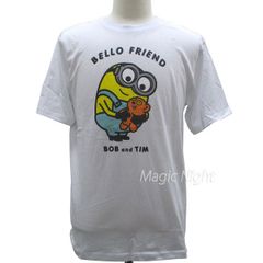 미니언즈 T 셔츠 BELLOFRIEND 화이트 [괴도 글루 USJ 애니메이션 캐릭터 반팔 T 셔츠 남성 여성 어른용 화이트] SML LL 사이즈