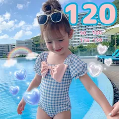 かわいい♡ピンクリボン チェック柄 ワンピース水着 帽子付 子供 女の子 120