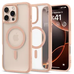 Spigen iPhone 16 Pro Max ケース MagSafe対応 半透明 クリア ストラップホール 米軍MIL規格 ウルトラ・ハイブリッド・マグフィット ACS08689 (フロスト・ローズ・チタニウム)