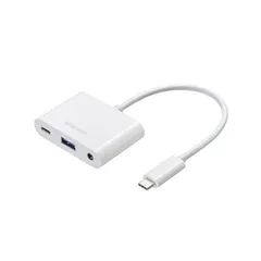 サンワサプライ イヤフォンジャック付きType-Cハブ ホワイト USB-5TCPA23W