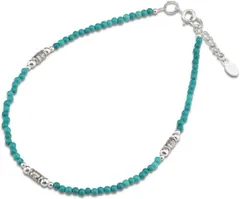 EPIC BOLEN カレンシルバー アンクレット パワーストーン 天然石 ミサンガ 925 メンズ レディース(シルバー (ターコイズ),  23cm+2cm)