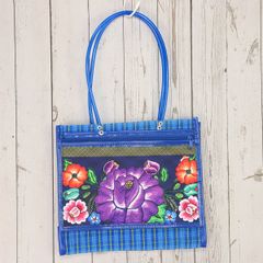 メキシコ製 メルカドメッシュトートバッグ 花柄 マチ付き S 003