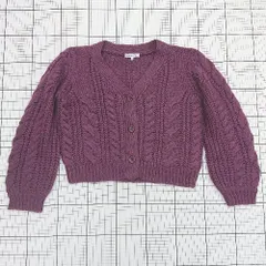 ◇ ⊇ GLOBAL WORK グローバルワーク カジュアル 長袖 Vネックケーブルカーディガン サイズM ボルドー系 レディース E  【1508060026873】