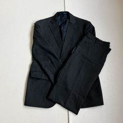 ロベルマン LOBELL MAN スーツ セットアップ テーラード ジャケット スラックス ネイビー ストライプ ビジネス オフィスカジュアル 大きめ Lサイズ