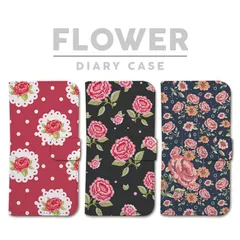 全機種対応 手帳型 スマホケース ローズ 薔薇 バラ 総柄 花柄 エレガント メルヘン フラワー iPhone アンドロイド AQUOS Galaxy Xperia Google Pixel arrows OPPO ケース カバー 折りたたみ