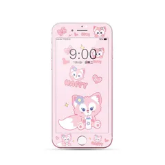 iPhone 6/7/8 ガラスフィルム iPhone SE 第2世代 第3世代 強化 液晶 保護 フィルム ディズニー リーナベル 2 黒 硬度9H キャラクター 3D クリアフィルム