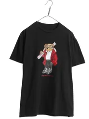 【お得なクーポン配布中!】 ポロベア ポロ ラルフローレン プリント 半袖 Tシャツ メンズ L 程 黒 古着 キャラクター イラスト カットソー トップス コットン ブラック