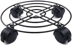 【新着商品】植木鉢台 移動花台 鉢置台 キッチン台 フラワースタンド 鉢受プレート 金属製 床保護 掃除楽に 移動便利 直径27CM モバイル ホイールケアブレーキ付き 耐加重60kg