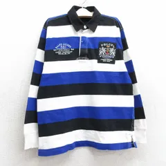 古着 ラルフローレン 長袖 ブランド ラガー シャツ キッズ ボーイズ 子供服 90s フットボール 12 コットン 青他 ブルー ボーダー 25apr10