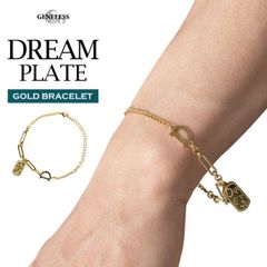 ブレスレット ゴールド メンズ チェーン 細い プレート ステンレススチール ワンポイント ユニセックス おしゃれ ワンポイント かわいい 全1色 IU-006-B ジェネレス