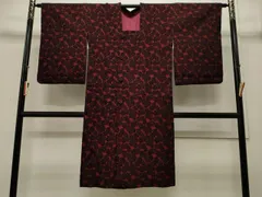 平和屋着物＃道行コート　輪奈ビロード　舞花文　ロング丈　正絹　逸品　CAAW4925dy