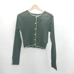 ◇ ⊂Φ SENSE OF PLACE ストレッチ素材 長袖 カーディガン サイズOne ブラック グリーン系 レディース E  【1412090069260】