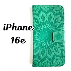 iPhone16e対応 アイフォン手帳型スマホケース 高級PUレザー iphone 型押しデザイン カード収納付き スタンド機能 グリーン