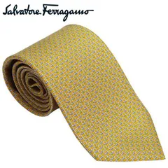 サルバトーレ フェラガモ salvatore ferrgamo ネクタイ イエロー系 シルク100％ イタリー製 681948