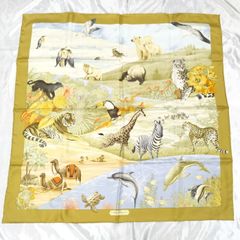 Salvatore Ferragamo 大判スカーフ アニマルモチーフ シルク 100%
