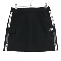 【超美品】ニューバランスゴルフ スカート 黒×白 サイドロゴテープ 複数ポケット レディース 00(XS) ゴルフウェア New Balance