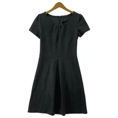 UNTITLED アンタイトル ラウンドネック 半袖 ウールワンピース size2/チャコールグレー