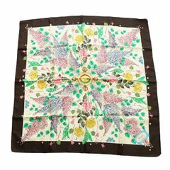 グッチ GUCCI V.ACCORNERO ヴィンテージ 大判スカーフ ストール 花柄 絹 シルク ロゴ マルチカラー ■GY11 /MQ ■OHのサムネイル