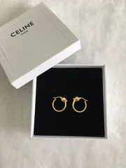 CELINE ピアス ノット スモールフープ / ゴールドフィニッシュ ブラス