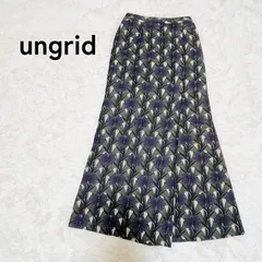 【 ungrid 】アングリッド　花柄 マーメイド ロングスカート 紫 緑 【 サイズF 】
