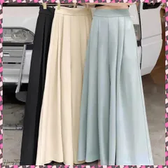 送料無料 タック入りスカンツワイドパンツレディース とろみパンツ スカンツ春夏 きれいめ ハイウエストフレアパンツ 無地 ロングパンツ さらとろ 体型カバーボトムス 韓国風 ドレープパンツ 黒 スカーチョゆったり 薄手イージーパンツ