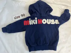 107ミキハウスmikihouse90size バックロゴ前刺繍ロゴパーカー　ネイビー