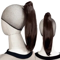 Luce brillare ポニテールウィッグ クリップ ストレート エクステ レディース ウィッグ グラデーション ハイライト ロング 短い 30cm 40cm 50cm 60cm 耐熱 子供 キッズ 髪飾り カラフル メッ [ダークブラウン] [30cm]