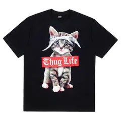[Four leaf] [フォーリーフ] おしゃれ 猫 Tシャツ おもしろ 面白 猫柄 ネコ 半袖 綿１００ バンダナ 黒 (XXL) [ブラック] [2XL]