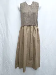 ◇ ⊂ URBAN RESEARCH ITEMS リブニット　ドッキング ノースーブ ロング ワンピース サイズFree ブラウン レディース P  【1409250026522】