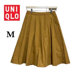 M UNIQLO ユニクロ ハイウエストドライストレッチタックスカート イエロー  ミディアム丈 膝丈 フレアスカート ウエストゴム  楽ちん 涼しいドライ加工 Mサイズ 春 春夏 オールシーズン 乾きやすい フィット T371_23E3199