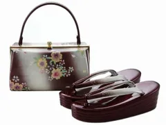 振袖用 合皮 四枚芯 草履 バッグセット 日本製 Fサイズ ワインレッド bs-368-c 