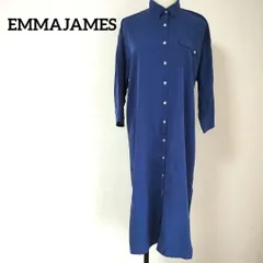 EMMAJAMES ドロップショルダー シャツ ワンピース スリット ネイビー 胸ポケット Mサイズ