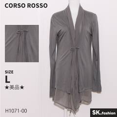 ★美品★ CORSO ROSSO コルソロッソ トップス　カーディガン　長袖　異素材　羽織　イタリア製 　グレー　 【H1071-00】 送料無料　古着　レディース