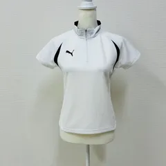 極美品　【PUMA】プーマ　ホワイト系　M　半袖シャツ　ジャージ　ワンポイント　襟付きシャツ　トラックジャケット　ユニセックス