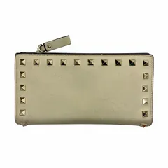ヴァレンティノ ガラヴァーニ VALENTINO GARAVANI 長財布 ロングウォレット スタッズ レザー 小銭入れ 札入れ 白 アイボリー系 0717のサムネイル