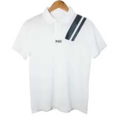パーリーゲイツ PEARLY GATES PGG ポロシャツ 半袖 ゴルフウェア ロゴ プリント 4 M相当 白 ホワイト /X