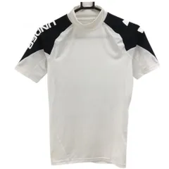 アンダーアーマー 半袖ハイネックシャツ 白×黒 脇メッシュ  メンズ MD ゴルフウェア UNDER ARMOUR