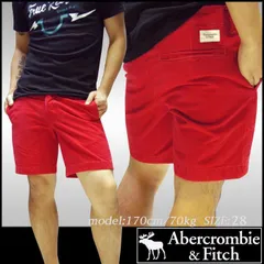 アバクロ  メンズ ハーフパンツ レッド （JJ） ショーツ Abercrombie&Fitch アバクロンビー&フィッチ インポート カジュアル Safari サファリ LEON レオン オーシャンズ 雑誌 掲載 アメカジ