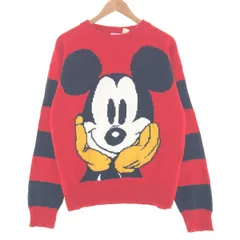 古着 90年代 DISNEY MICKEY MOUSE ミッキーマウス 総柄 コットンニットセーター メンズM ヴィンテージ/taa000111