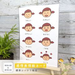 【ショップス割引】感情表情絵カード 女の子用　視覚支援 発達障害 自閉症 保育療育グッズ